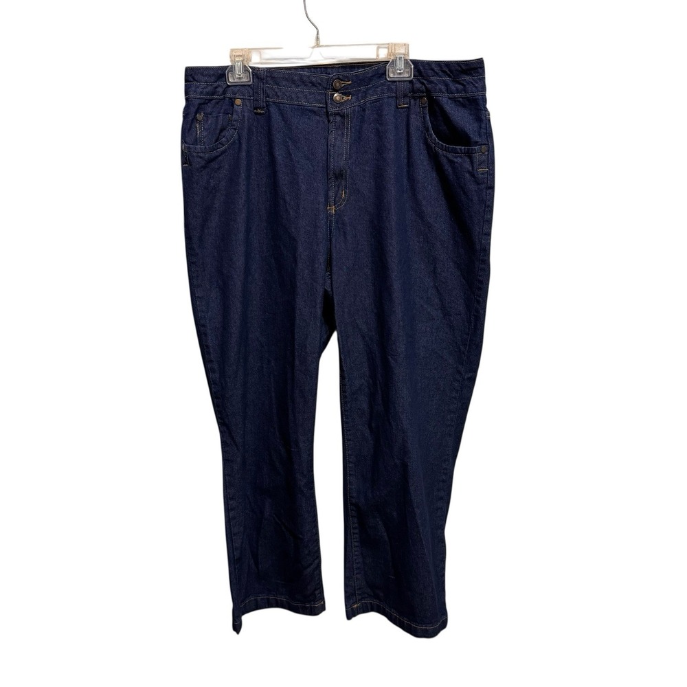 Woman Within Women's Size 20W Stretch Blue Jeans 2 Button Front 5‎ Pockets